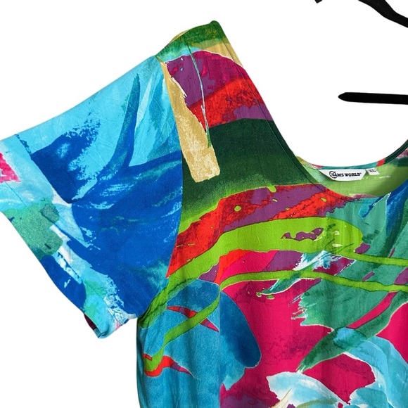 JAMS WORLD Fire Garden Print Hattie Dress Tiered Ruffle Hawaiian Artsy Size XL - Picture 9 of 14